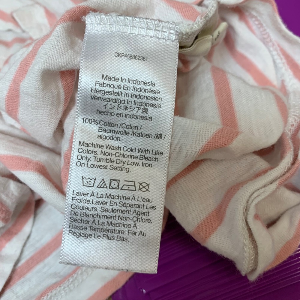 Madewell T-Shirt Womens XL Pink White Excellent Striped Ringer Cotton Tee 13617 - Picture 3 of 7